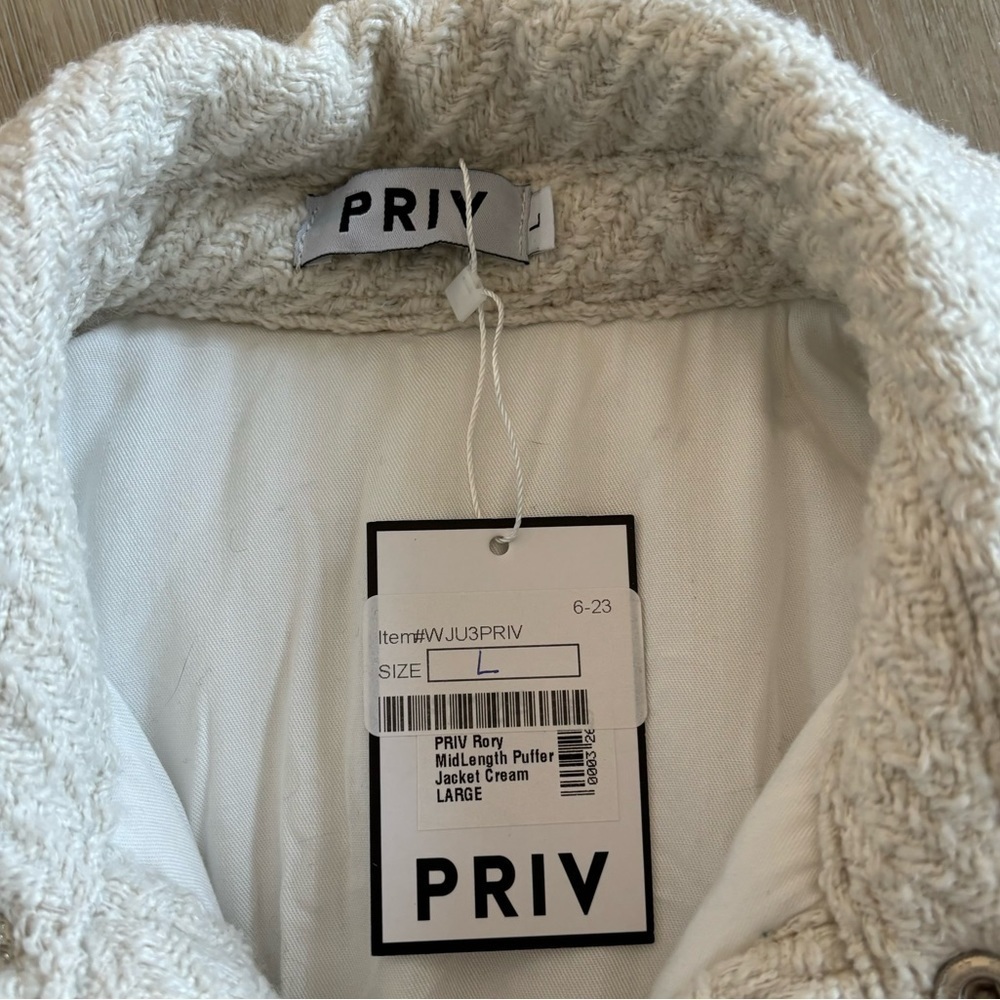 PRIV NWT Rory Mid-Length Puffer Shacket - Cream Large - Picture 4 of 7